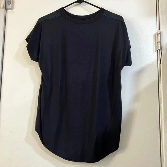 ECRU Black Silk Jersey Knit Tee T-Shirt Mix Media Short Sleeve Size Small - Picture 4 of 9